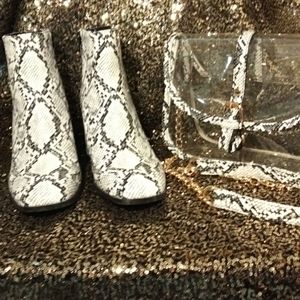Snake Print Ankle Boots & Handbag